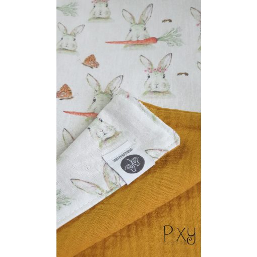 Baba takaró mustár sárga - nyuszis